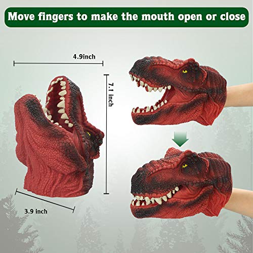 COGO MAN Dinosaur Hand Puppet, Red T Rex Toys Dinosaur Puppet Rubber | Realistic Tyrannosaurus Rex Head | Lifelike Hand Puppet Toys | Halloween Decorations Toys Gifts for Kids and Adults