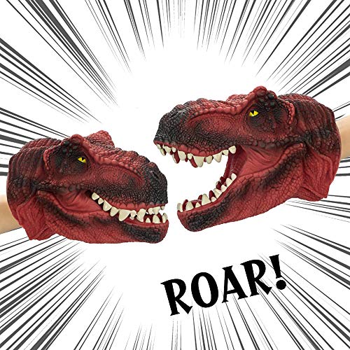 COGO MAN Dinosaur Hand Puppet, Red T Rex Toys Dinosaur Puppet Rubber | Realistic Tyrannosaurus Rex Head | Lifelike Hand Puppet Toys | Halloween Decorations Toys Gifts for Kids and Adults