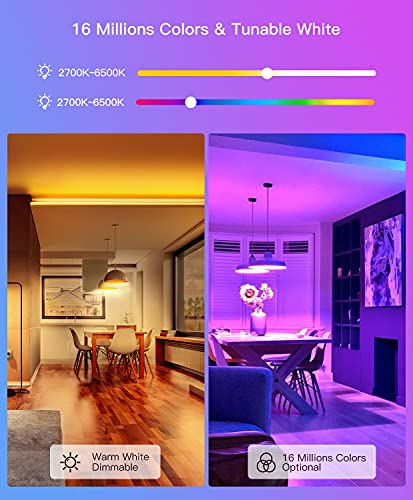 TREATLIFE Smart Light Bulbs 4 Pack, UL Certified 2.4GHz Color Changing Light Bulb, Works with Alexa Google Home, A19 E26 Dimmable LED Light Bulb 9W 800 Lumen for Party Decoration, Smart Home Lighting