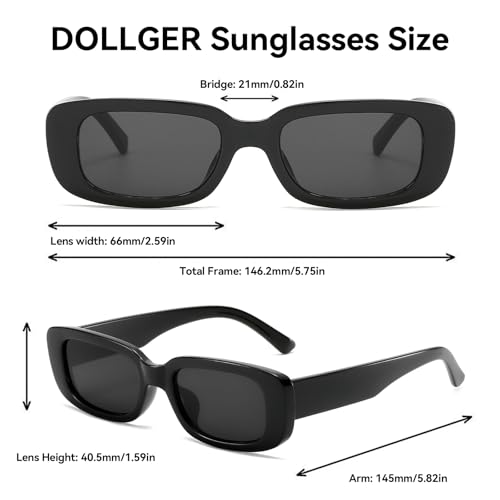 Dollger Rectangle Sunglasses for Women Men Trendy Retro Fashion Sunglasses UV 400 Protection Square Fram