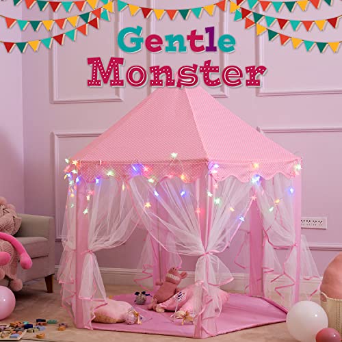 Princess Tent Girls Large Playhouse Kids Castle Play Tent with Star Lights, Bonus Princess Tiara and Wand Toy for Children Indoor & Outdoor Games, 55" x 53" Gifts Age 3+