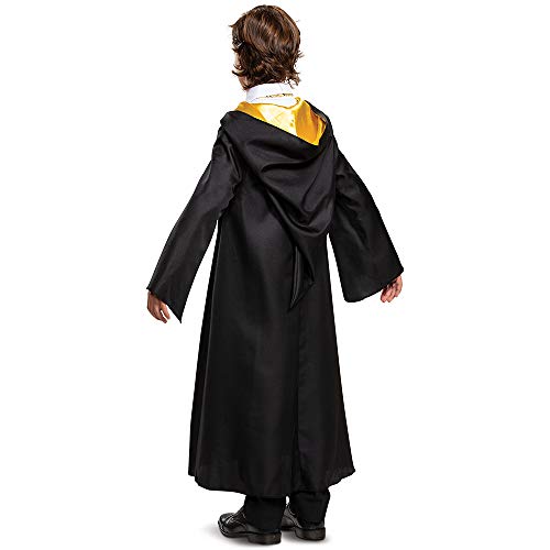 Disguise Harry Potter Hufflepuff Robe Deluxe Children's Costume Accessory, Black & Yellow, Kids Size Large (10-12)