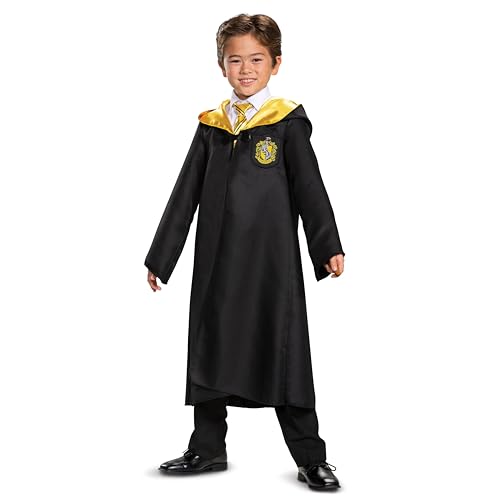 Harry Potter Hufflepuff Robe, Official Wizarding World Costume Robes, Classic Kids Size Dress Up Accessory, Child Size Large (10-12)