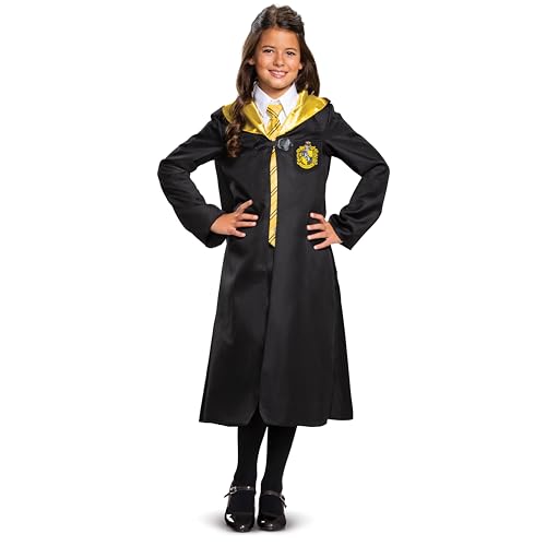 Harry Potter Hufflepuff Robe, Official Wizarding World Costume Robes, Classic Kids Size Dress Up Accessory, Child Size Large (10-12)