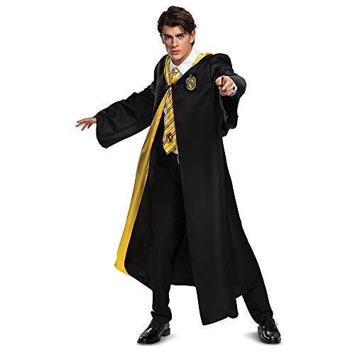 Disguise unisex adult Hufflepuff Costume Outerwear, Black & Yellow, Medium 38-40 US