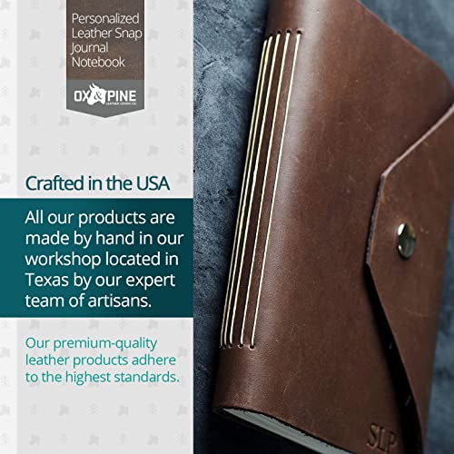 Ox & Pine Personalized Classic Leather Snap Journal - Made From Full Grain Leather - Notebook or Sketchbook (4x6, Unlined Paper, Rustic Brown) (4x6, Unlined Paper, Rustic Brown)