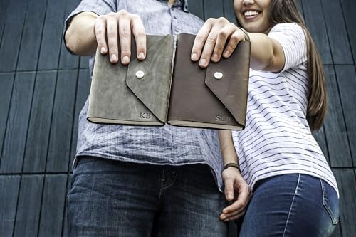 Ox & Pine Personalized Refillable Leather Snap Journal - Made From Full Grain Leather - Notebook or Sketchbook (4x6, Unlined Paper, Rustic Brown)