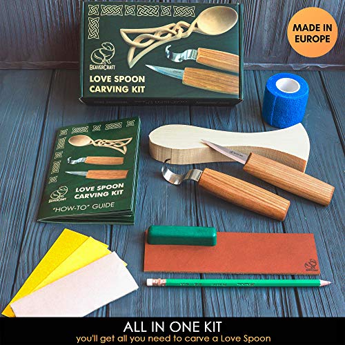 BeaverCraft, Wood Whittling Kit for Beginners DIY04 - Spoon Carving Kit - Wood Carving Whittling Hobby Kit for Adults and Teens - Wood Carving Hook Knife - Woodworking Tools - Spoon Carving Tools