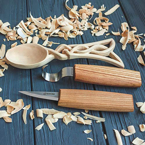 BeaverCraft, Wood Whittling Kit for Beginners DIY04 - Spoon Carving Kit - Wood Carving Whittling Hobby Kit for Adults and Teens - Wood Carving Hook Knife - Woodworking Tools - Spoon Carving Tools