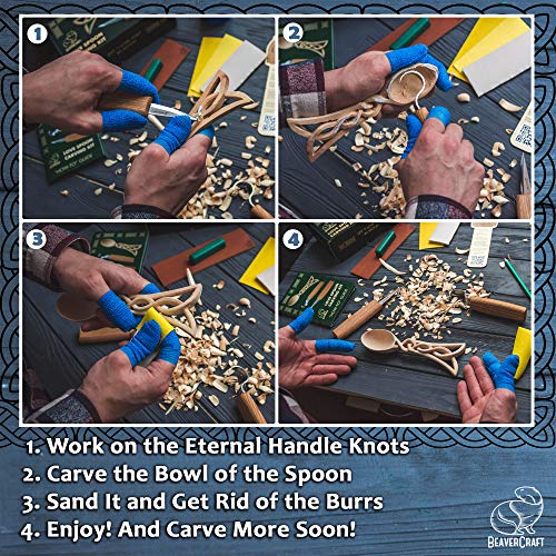 BeaverCraft, Wood Whittling Kit for Beginners DIY04 - Spoon Carving Kit - Wood Carving Whittling Hobby Kit for Adults and Teens - Wood Carving Hook Knife - Woodworking Tools - Spoon Carving Tools