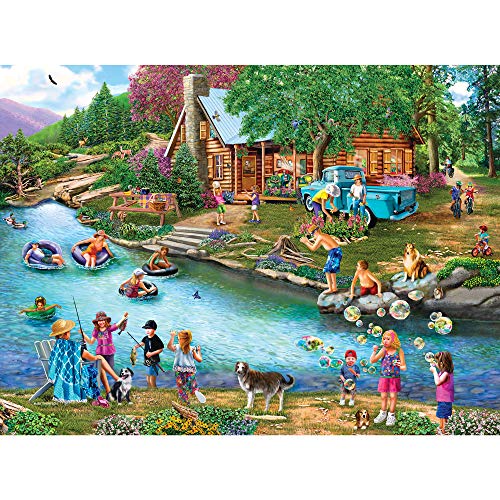 Bits and Pieces – 4-in-1 Multi-Pack - 1000 Piece Jigsaw Puzzles for Adults – 1000 pc River Escapades Puzzle Set Bundle by Artist Mary Thompson - 20" x 27"