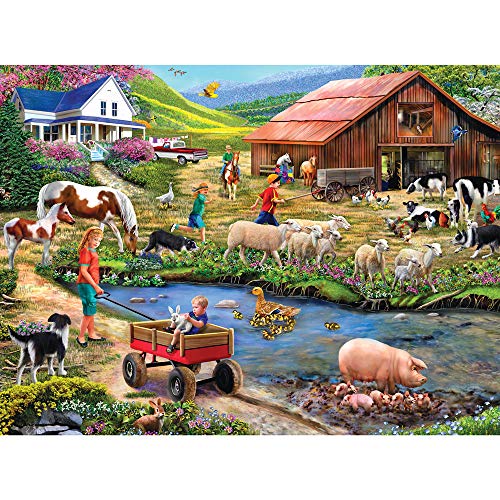 Bits and Pieces – 4-in-1 Multi-Pack - 1000 Piece Jigsaw Puzzles for Adults – 1000 pc River Escapades Puzzle Set Bundle by Artist Mary Thompson - 20" x 27"