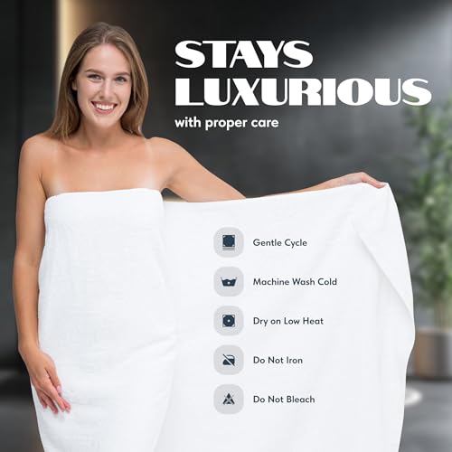 Luxury Bath Sheets Towels for Adults Extra Large | Highly Absorbent Hotel Collection | 35x70 Inch | 2 Pack (White)