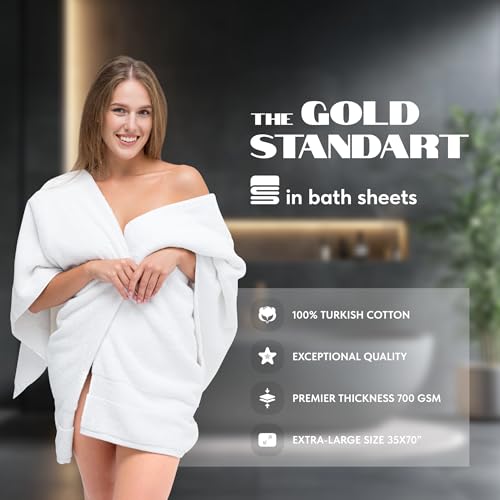 Luxury Bath Sheets Towels for Adults Extra Large | Highly Absorbent Hotel Collection | 35x70 Inch | 2 Pack (White)