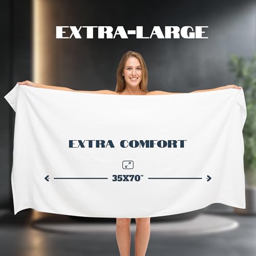 Luxury Bath Sheets Towels for Adults Extra Large | Highly Absorbent Hotel Collection | 35x70 Inch | 2 Pack (White)