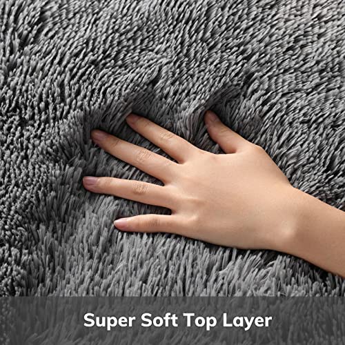 Ophanie Area Rugs for Bedroom Living Room, Grey Fluffy Fuzzy Shag Shaggy Carpet Soft Plush Furry Bedside Rug, Indoor Floor 4x6 Rug for Kids Girls Boys Home Decor Aesthetic, Dorm Nursery Gray