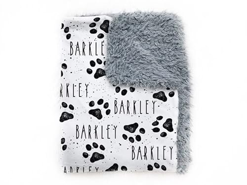 Personalized Paw Print Dog Blanket With Pets Name