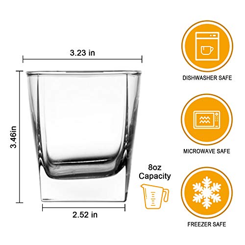 QAPPDA Heavy Base Whiskey Glasses, 8 oz Set of 12, Premium Quality Glass, Classic Design, Ideal for Whiskey, Vodka, Tequila, Cocktails, Great Gift Set