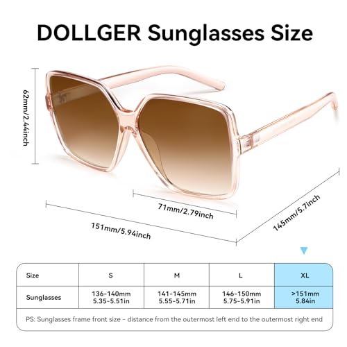 Dollger Oversized Square Sunglasses for Women Big Large Wide Fashion Shades for Men 100% UV Protection Unisex