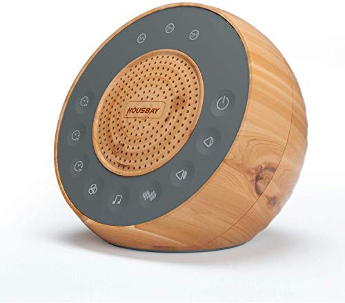 Housbay White Noise Machine with 31 Soothing Sounds, 5W Loud Stereo Sound, Auto-Off Timer, Adjustable Volume, Sleep Sound Machine for Baby, Kid, Adult -Wood Grain