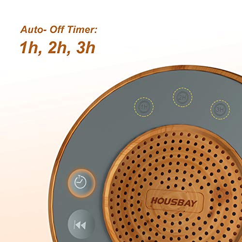 Housbay White Noise Machine with 31 Soothing Sounds, 5W Loud Stereo Sound, Auto-Off Timer, Adjustable Volume, Sleep Sound Machine for Baby, Kid, Adult -Wood Grain