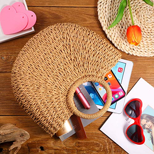 Straw Tote Bag Summer Beach Bag Handmade Straw Rattan Woven Handbag for Women Travel