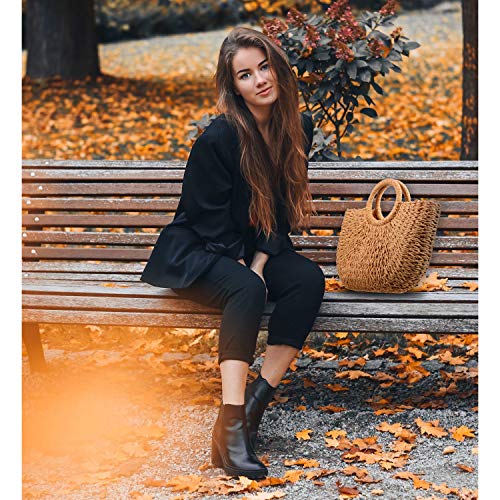 Straw Tote Bag Summer Beach Bag Handmade Straw Rattan Woven Handbag for Women Travel