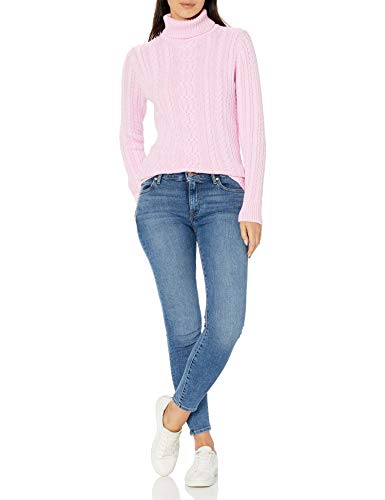 Amazon Essentials Women's Fisherman Cable Turtleneck Sweater (Available in Plus Size), Light Pink, Medium