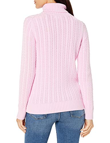 Amazon Essentials Women's Fisherman Cable Turtleneck Sweater (Available in Plus Size), Light Pink, Medium