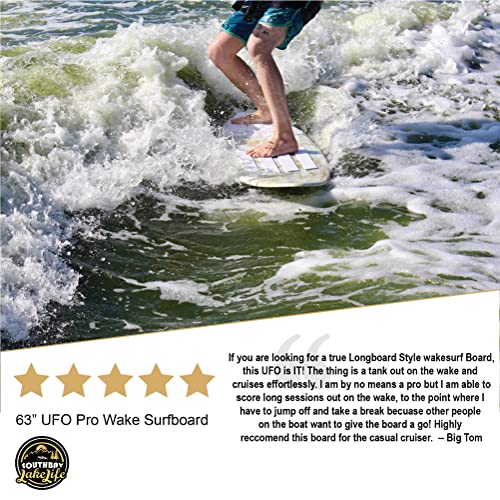 South Bay Board Co. - 63” / 54" / 52" Wakesurf Board - Best Performance Wake Surfboards for Kids & Adults - Durable Compressed Fiberglassed Wake Surf Board - Pre-Installed Wax-Free Foam Traction