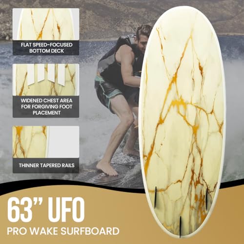 South Bay Board Co. - 63” / 54" / 52" Wakesurf Board - Best Performance Wake Surfboards for Kids & Adults - Durable Compressed Fiberglassed Wake Surf Board - Pre-Installed Wax-Free Foam Traction