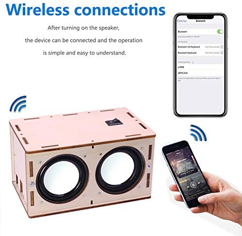 DIY Bluetooth Speaker Box Kit Electronic Sound Amplifier - Build Your Own Portable Wood Case Bluetooth Speaker Sound - Science Experiment and STEM Learning for Kids, Teens and Adults