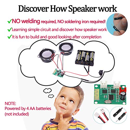 DIY Bluetooth Speaker Box Kit Electronic Sound Amplifier - Build Your Own Portable Wood Case Bluetooth Speaker Sound - Science Experiment and STEM Learning for Kids, Teens and Adults