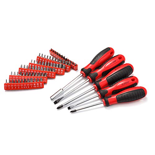 CARTMAN 205 Piece Ratchet Wrench Tool Set,1/4" & 3/8" & 1/2" Drive with SAE/Metric Sockets Kit in Plastic Toolbox