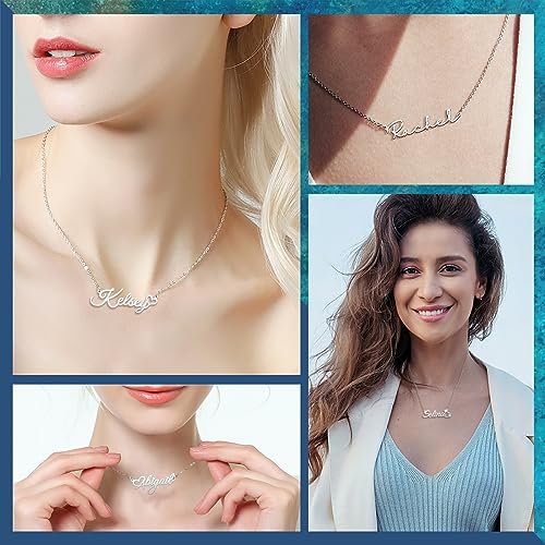 Personalized Name Necklace Love Heart Custom Name Necklace 925 Sterling Silver Name Necklace with Heart Symbol Initial Necklace Gift for Women Girls