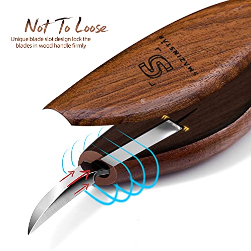 Whittling knife, Wood Carving Tools 5 in 1 Knife Set - Includes Sloyd Knife, Chip Carving knife, Hook Knife, Oblique Knife, Trimming knife Sharpener for Spoon Bowl Cup Kuksa for Kids & Beginners