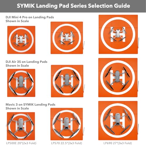 SYMIK LP500 Drone Landing Pad 20 inch (50cm) Double-Sided Waterproof (2x3 fold) Fast-Fold Helipad for DJI Neo, DJI Mini 4 Pro, Mini 3 Pro,DJI Avata 2,DJI Mini 4K, Mavic Mini 2,Mini SE,Air 3,Air 2S,Mavic Air 2,Mavic 2 Pro,Zoom