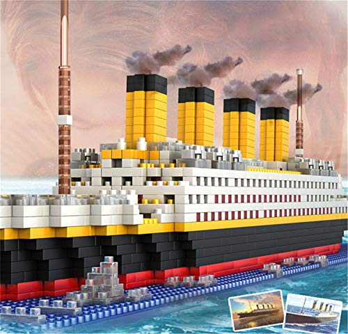 Titanic Ship Model Building Block Set, 3D Puzzle Sets DIY Educational Toys, Bricks Toy-with 1860Pcs Micro Mini Blocks, Ideal Gift for Kids & Adults