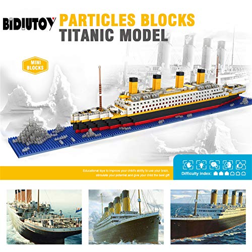 Titanic Ship Model Building Block Set, 3D Puzzle Sets DIY Educational Toys, Bricks Toy-with 1860Pcs Micro Mini Blocks, Ideal Gift for Kids & Adults