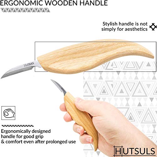 Hutsuls Wood Whittling Kit for Beginners - Razor Sharp Wood Carving Knife Set in Beautifully Designed Gift Box, Whittling Knife for Kids and Adults (8 Pieces)