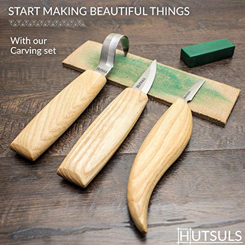 Hutsuls Wood Whittling Kit for Beginners - Razor Sharp Wood Carving Knife Set in Beautifully Designed Gift Box, Whittling Knife for Kids and Adults (8 Pieces)