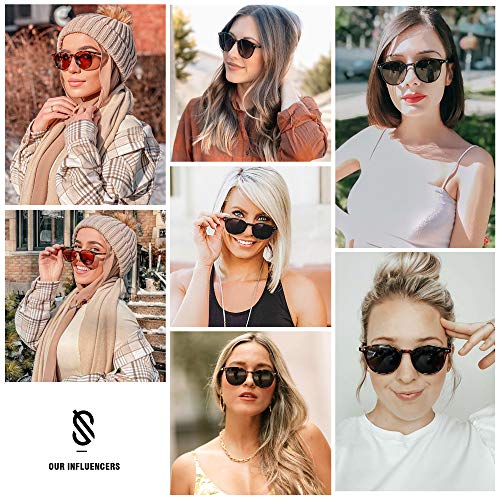 SOJOS Small Round Classic Polarized Sunglasses for Women Men Vintage Style UV400 Lens SJ2113