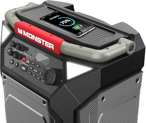 Monster Rockin’ Roller 270 Indoor/Outdoor Portable Bluetooth Speaker | Up to 200W of 270 Degree Sound & Up to 100 Hours of Playtime