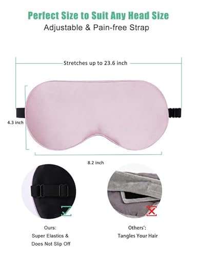 BeeVines Sleep Mask, 2 Pack 100% Real Natural Pure Silk Eye Masks with Adjustable Strap for Sleeping, Mulberry Silk Eye Sleep Shade Cover, Blocks Light Reduces Puffy Eyes Traveling Gifts