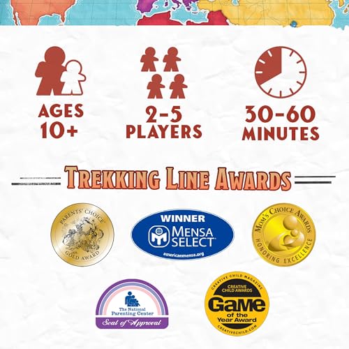 Trekking The World - The Award-Winning Board Game for Family Night | Explore The Wonders of The World | Perfect for Kids & Adults | Ages 10 and Up