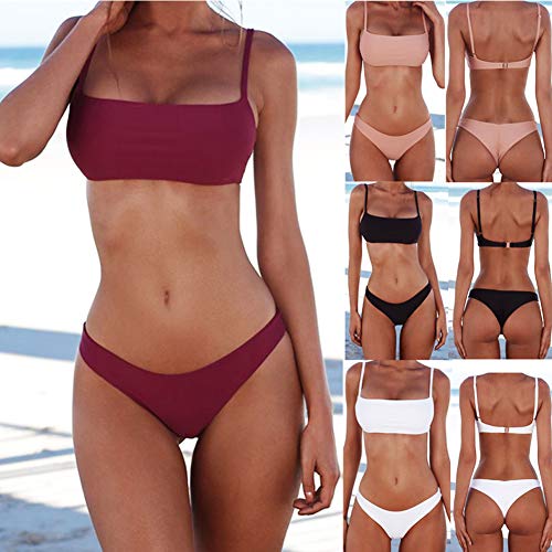 meioro Bikini Set Swimsuits for Women Low Waisted Two Piece Swimwear with Brazilian Push up Top Cheeky Bottom Bathing Suits