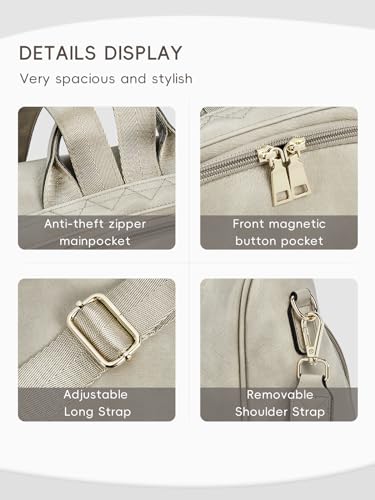 CLUCI Backpack Purse for Women Leather Fashion Large Designer Travel Bag Ladies Shoulder Bags Two-Toned Vintage Gray