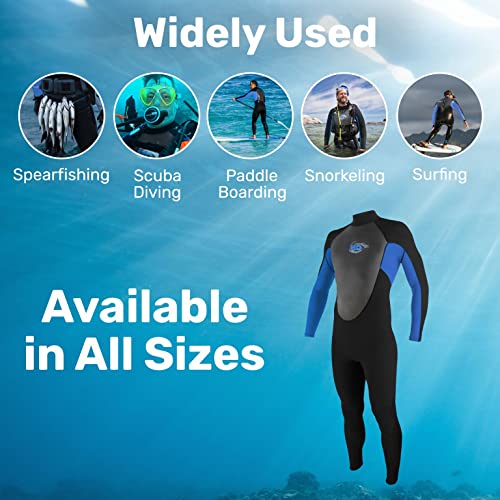 3/2mm Men's Vapor Back Zip Wetsuit for Men - Mens Long Sleeve Swimsuit for Surf Board and Deep Sea Diving