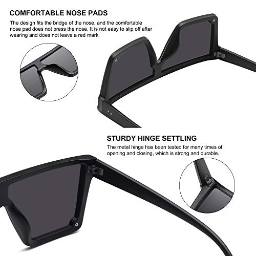 STORYCOAST Oversized Square Sunglasses for Women Men Fashion Siamese Lens Style Flat Top Shield Shades