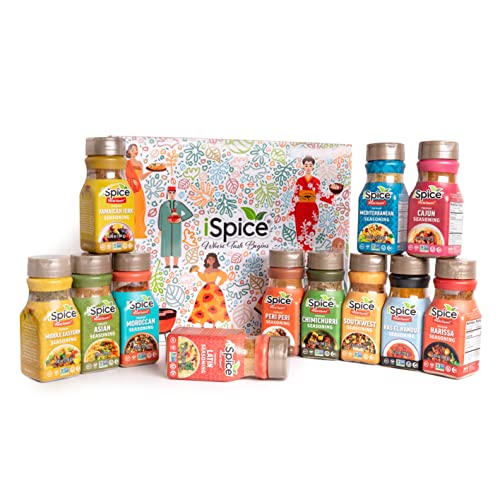 iSpice Starter Spice Set- Seasonings for Cooking, Spices and Seasonings Sets, Spices Variety Pack, Cooking Gifts for Men Home Basic Spice Set (12 Pack World Flavor Premium)